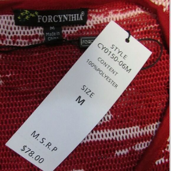 CeCe  Red & White Ling Sleeve Mesh Cover Up - Picture 4 of 4